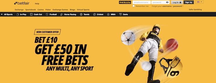 Betfair is one of the top non GamStop betting sites with an integrated online casino.