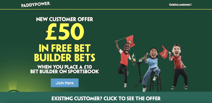 Paddy Power is the best non GamStop betting site for bet builder bets.